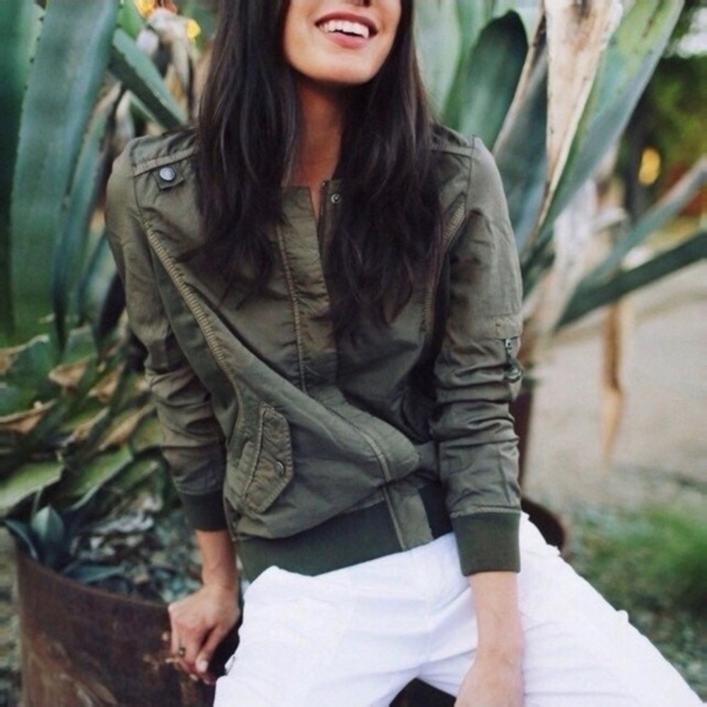 ANTHROPOLOGIE Marrakech Vista Bomber Jacket Army Green